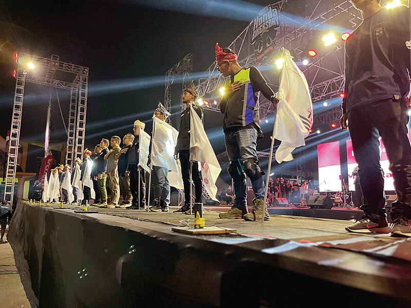 Para bikers Honda Riau saat berada di puncak Honda Bikers Day di Kota Bandar Lampung, akhir pekan lalu.