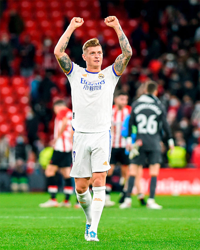 Gelandang Real Madrid Toni Kroos berpeluang mengukuhkan rekor gelar dan jumlah laga terbanyak dalam final Piala Dunia Antarklub dini hari nanti (12/2/2023) WIB.