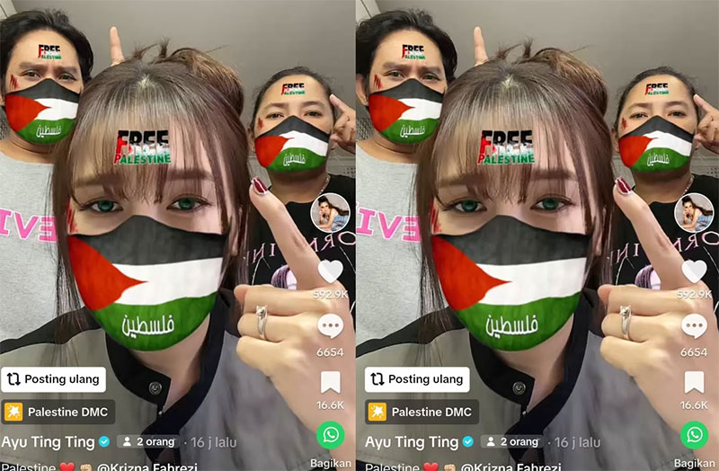 Ayu Ting Ting dukung Palestina.