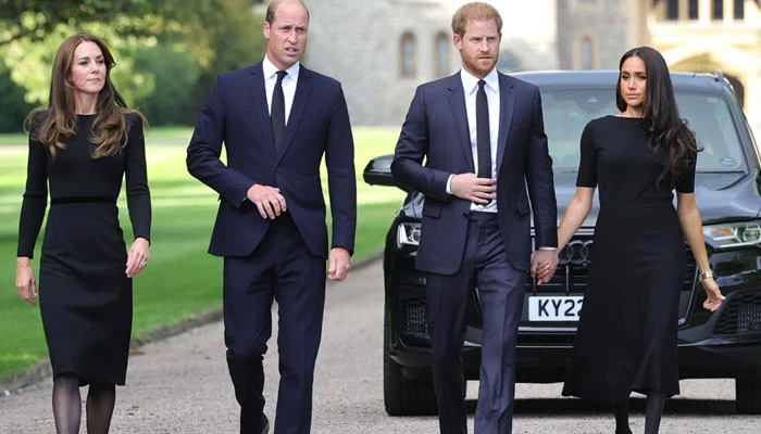 Dari kiri, Kate Middleton, Pangeran William, Pangeran Harry, dan Meghan Markle.