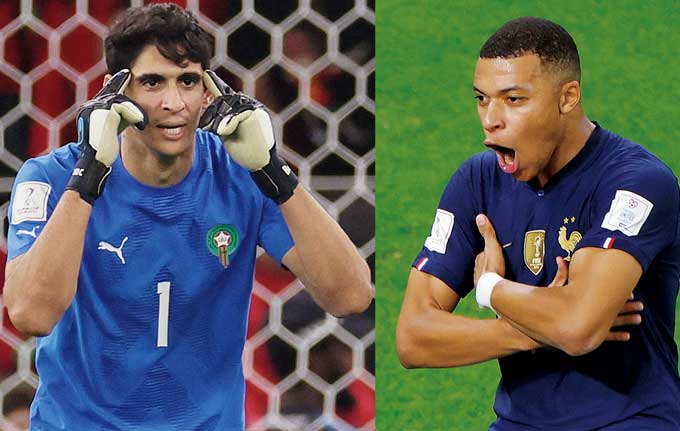 Yassine Bounou dan Kylian Mbappe