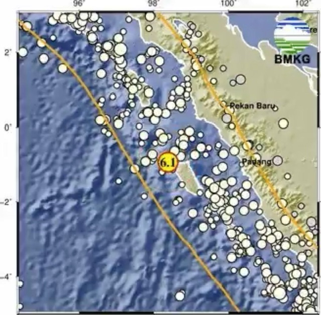 Gempa M6,1 Mentawai, Sumatera Barat, Ahad (23/4/2023).