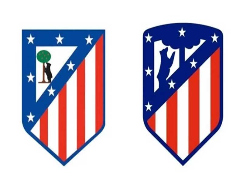 Logo Atletico Madrid yang lama (kiri) dan baru.