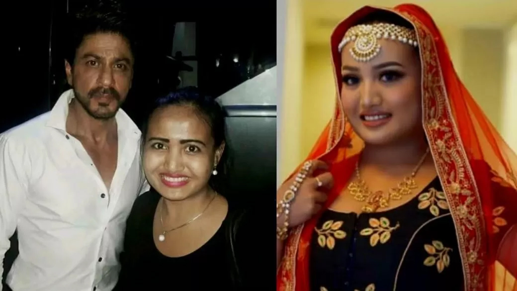 TikToker Indonesia, Lina Mukherjee saat sedang berfoto bersama Shah Rukh Khan.