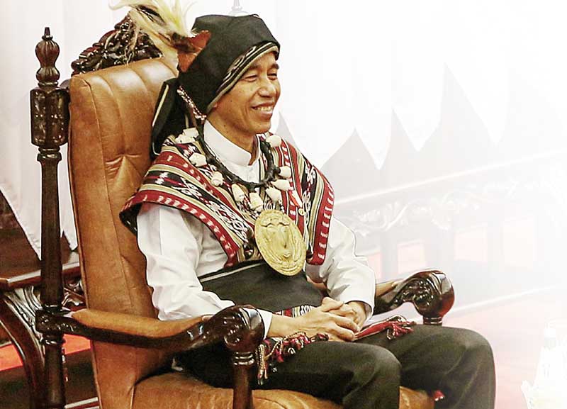 Presiden Joko Widodo tersenyum saat Sidang Tahunan MPR dan Sidang Bersama DPR-DPD Tahun 2023 di Gedung Nusantara, Kompleks Parlemen, Senayan, Jakarta, Rabu (16/8/2023).