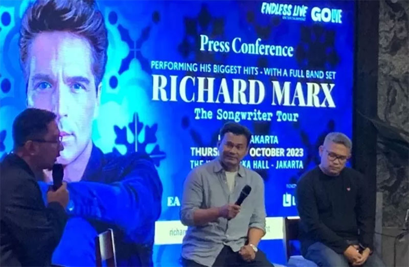 Jumpa pers konser Richard Marx di bilangan Gunawarman Jakarta Selatan, Rabu (30/8/2023).