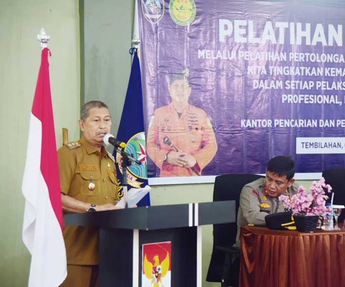 Wabup Inhil H Syamsuddin Uti membuka pelatihan potensi SAR di Tembilahan, Selasa (7/3/2023).