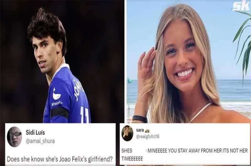 Joao Felix dengan pacarnya, Magui Corceiro, yang diduga selingkuh dengan pembalap F1 Lando Norris.