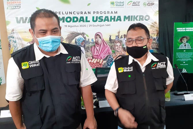 Global Wakaf-Aksi Cepat Tanggap (ACT) meluncurkan program Wakaf Modal Usaha Mikro di Menara 165, Jakarta, Rabu (19/8/2020).