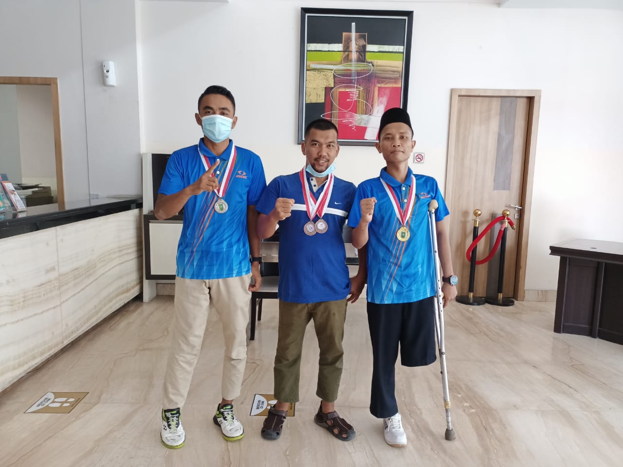 Para atlet yang National Paralympic Comitee (NPC) asal Meranti yang memperoleh empat medali dalam seleksi Selekda NPC Provinsi Riau 2021.