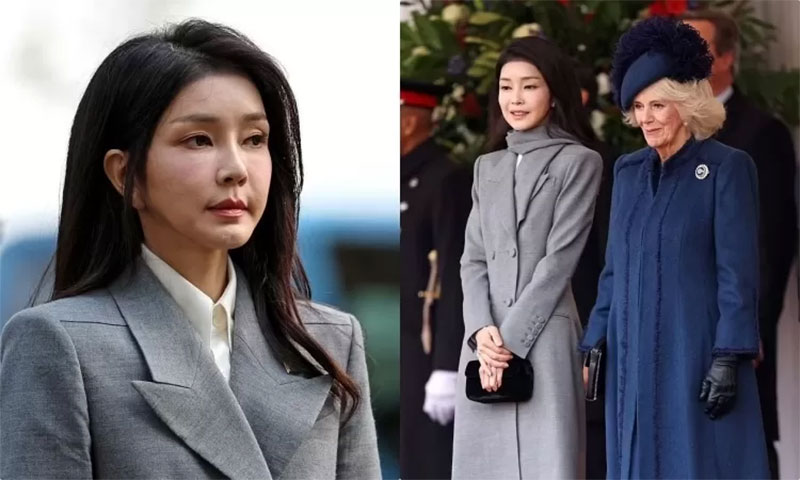 Ibu negara Korea Selatan, Kim Keon Hee (foto kiri), terlihat awet muda. Kim Keon Hee (foto kanan) didampingi Ratu Camilla saat berkunjung ke Inggris.