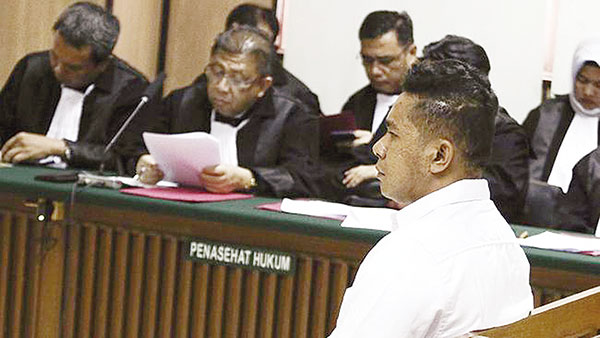 Penyerang Novel Baswedan, Rahmat Kadir Mahulette divonis dua tahun penjara oleh Majelis Hakim Pengadilan Negeri Jakarta Utara.(FAEDRIK TARINGAN/JPG)