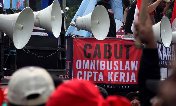 Ilustrasi aksi buruh tolak UU Ciptaker, beberapa waktu lalu.