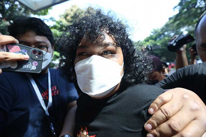Marshel Widianto saat menjalani pemeriksaan di Polda Metro Jaya, Kamis (7/4/2022).