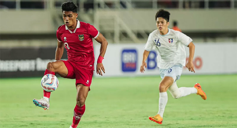 Laga Timnas Indonesia U-23 vs China Taipei U-23 di Stadion Manahan Solo berakhir dengan skor 9-0, Sabtu (9/9/2023) malam.