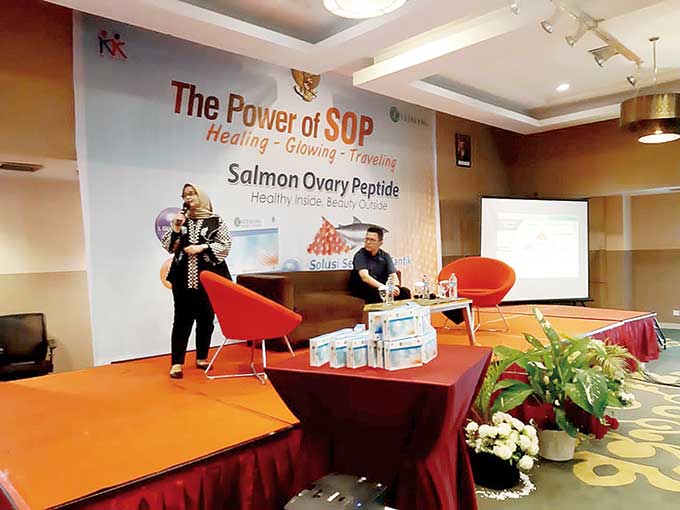 Senior Product Konsultan dari KK IndonesiaÂ Erlita S GzÂ  saat memberikan pemaparan terkait produk Vitayang SOP, Jumat (8/7/2022).