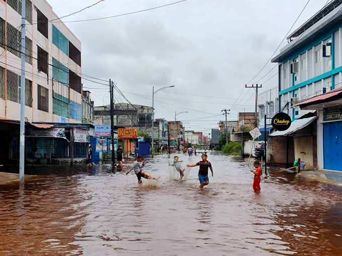 Kondisi ruas Jalan Cempedak, Kota Dumai, yang menjadi langganan banjir, Rabu (12/10/2022).