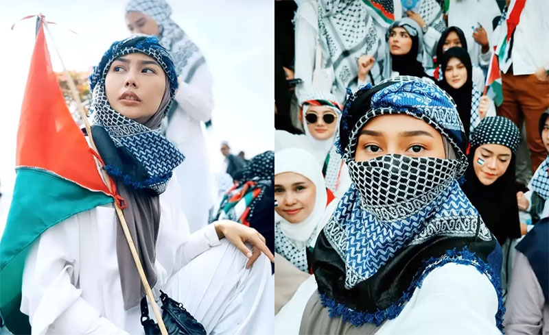 Dara Arafah ikut demo dukung Palestina. Video momen aksi bersama para artis dan warga Indonesia di Monas itu viral hingga manca negara.