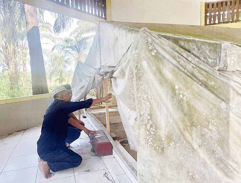 Wakil Bupati Bengkalis Bagus Santoso melihat makam Datuk Berdarah Putih, yang terletak di Dusun Jiat, Desa Kuala Penaso, Kecamatan Talang Muandau, Kabupaten Bengkalis, beberapa waktu lalu.