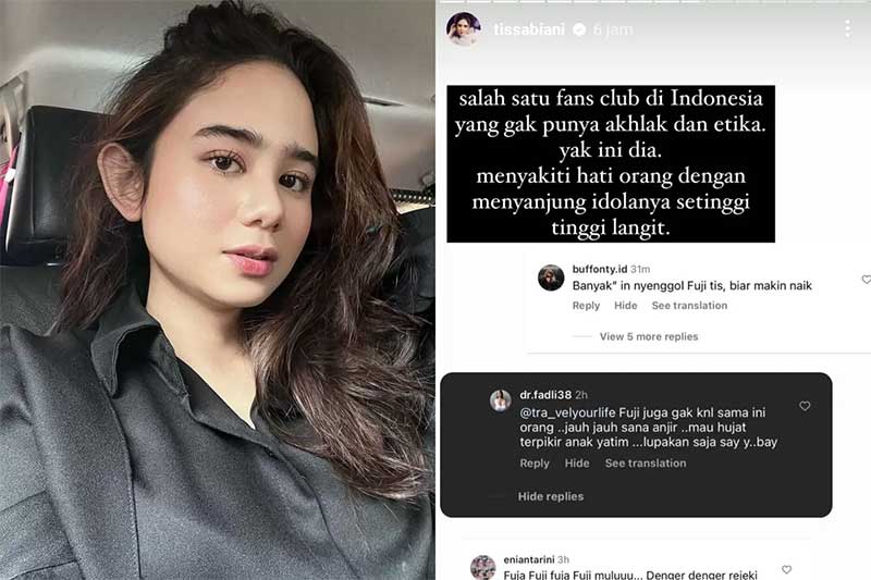 Tissa Biani menumpahkan kekesalannya atas komentar-komentar fans Fuji.