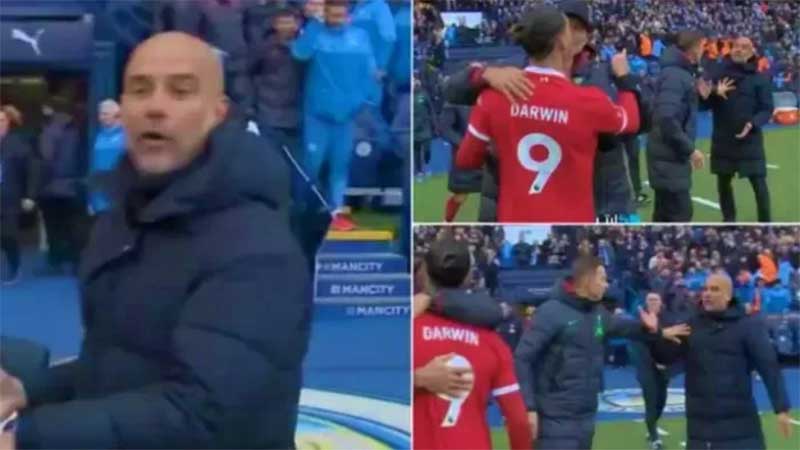 Pep Guardiola dan Darwin Nunez terlibat perang kata usai Man City dan Liverpool bermain imbang 1-1 di Etihad Stadium, Sabtu (25/11) malam.