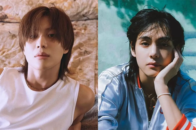 Taemin SHINee (kiri) dan Kimi Taehyung atau V BTS (kanan). Taemin akan muncul di konten Suchwita tanggal 30 Oktober 2023.