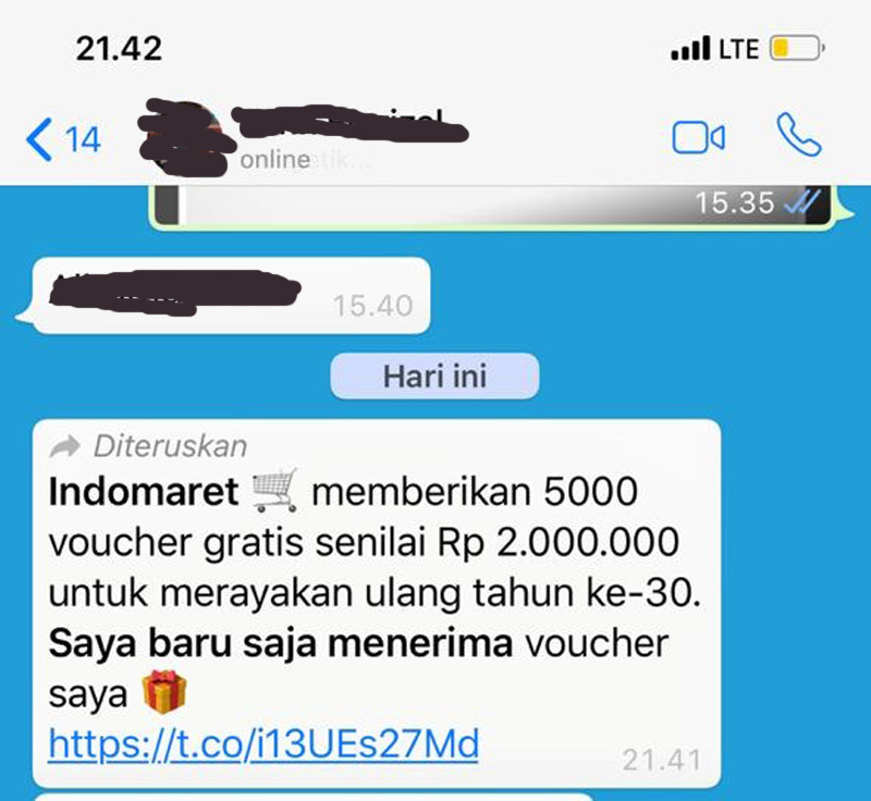 Isi pesan berantai hoaks.(ILUSTRASI)