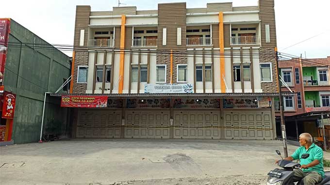 Toserba Jalan Dharma Bakti Pekanbaru, tempat kejadian tragedi penikaman 5 wanita oleh sesama karyawati yang menyebabkan satu orang tewas pada Ahad (24/7/2022) lalu.