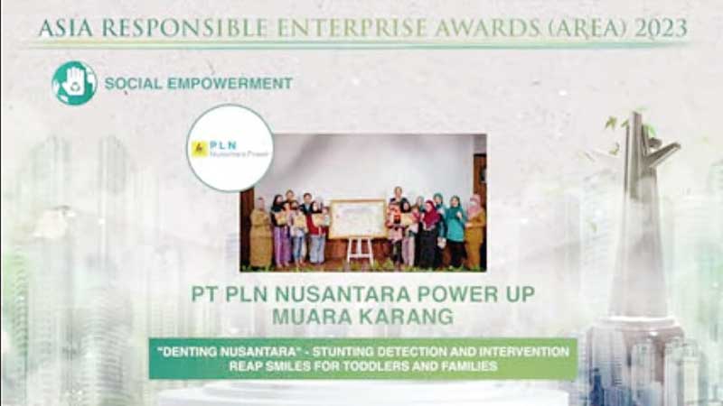 Piagam penghargaan yang didapatkan Tim Denting Nusantara atau Deteksi Intervensi Stunting Menuai Senyuman Balita dan Keluarga program CSR dari PLN Nusantara Power (PLN NP).
