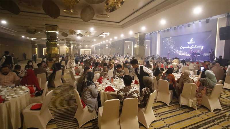 Suasana Grand Sultan Ballroom Hotel Grand Elite Pekanbaru, Rabu (14/6/2023). Grand Ballroom ini mampu menampung hingga 2.000 kapasitas.