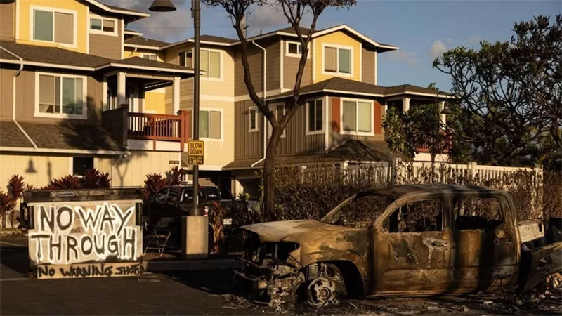 Dampak kebakaran di Lahaina, Maui, Hawaii pada 12 Agustus 2023 lalu.Â 