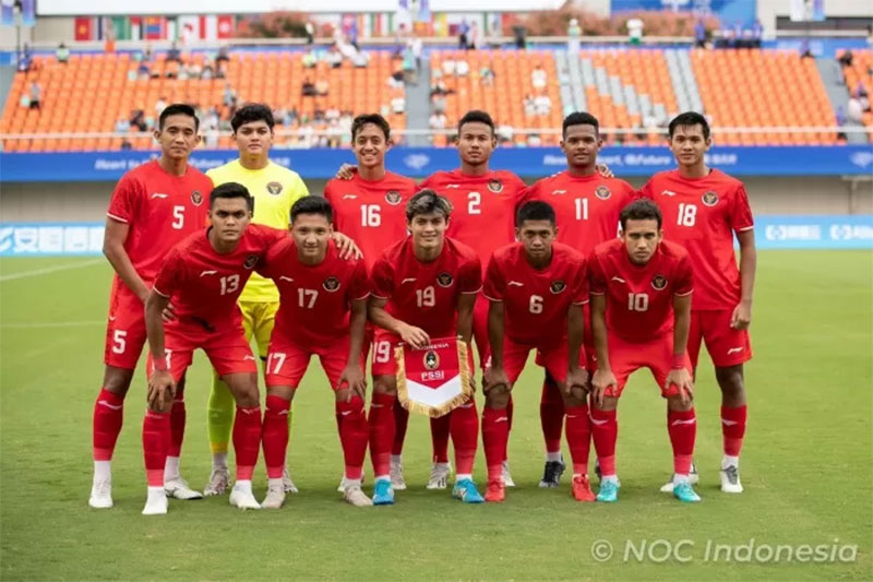 Timnas Indonesia U-23 saat tampil di Grup F Asian Games 2022.