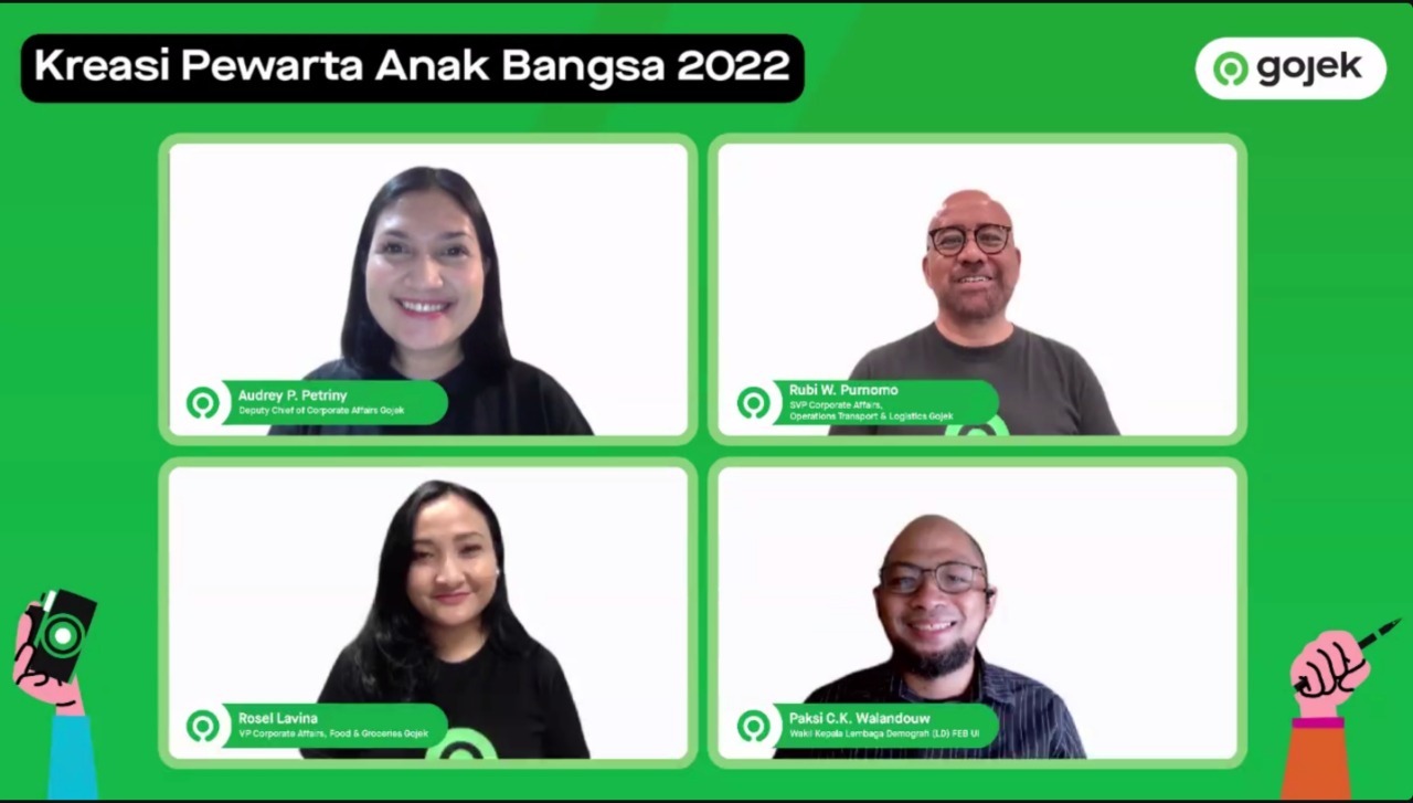 Deputy Chief of Corporate Affairs Gojek, sekaligus Ketua KPAB 2022, Audrey Progastama Petriny bersama pihak Gojek lainnya dalam keterangan pers secara daring menginformasikan digelarnya kembali kompetisi KPAB untuk tahun 2022 ini, ekspos pada awal Agustus