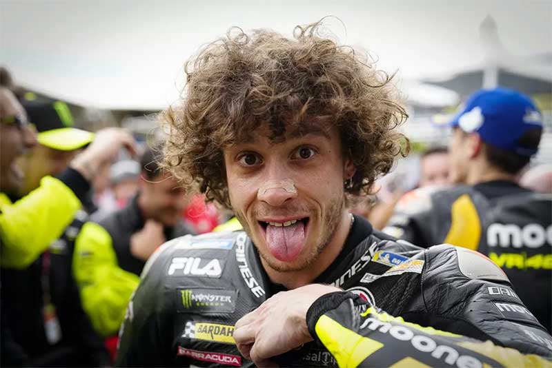 Marco Bezzecchi menangi balapan MotoGP Prancis di Le Mans, Ahad (14/5/2023).