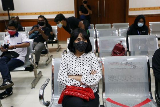 Vanessa Angel saat menjalani sidang beberapa waktu lalu.(JAWAPOS.COM)