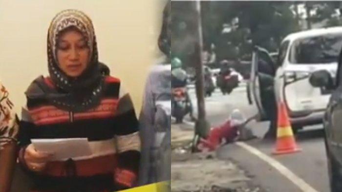 Inilah ibu yang mengusir anaknya dari dalam mobil seperti yang terlihat dalam video yang viral (kanan). (ISTIMEWA)
