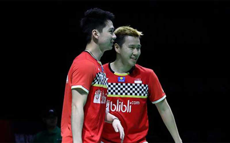 Marcus Fernaldi (kanan) dan Kevin Sanjaya. Foto: Badminton Indonesia