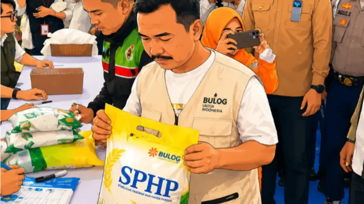 Ilustrasi penyaluran bansos beras. (Foto: YouTube TV BULOG/diolah oleh AI)