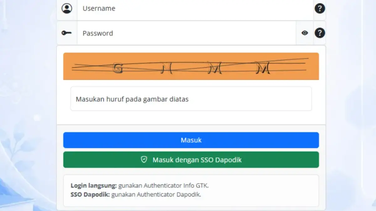 Tampilan baru laman login Info GTK (info.gtk.kemendikdasmen.go.id)