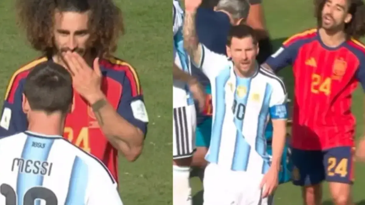 Insiden yang melibatkan Cucurella dan Messi.