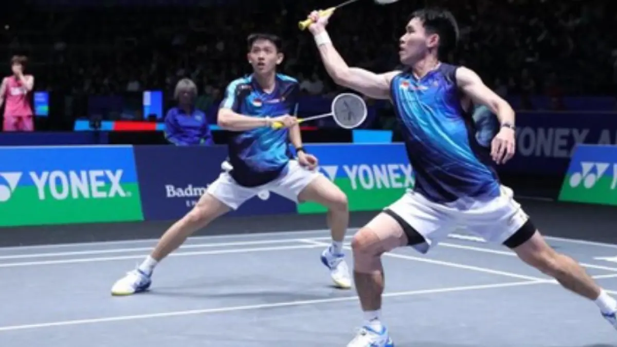 Ganda Putra Indonesia, Raymond Indra dan Nikolaus Joaquin. (Dok: PBSI)  