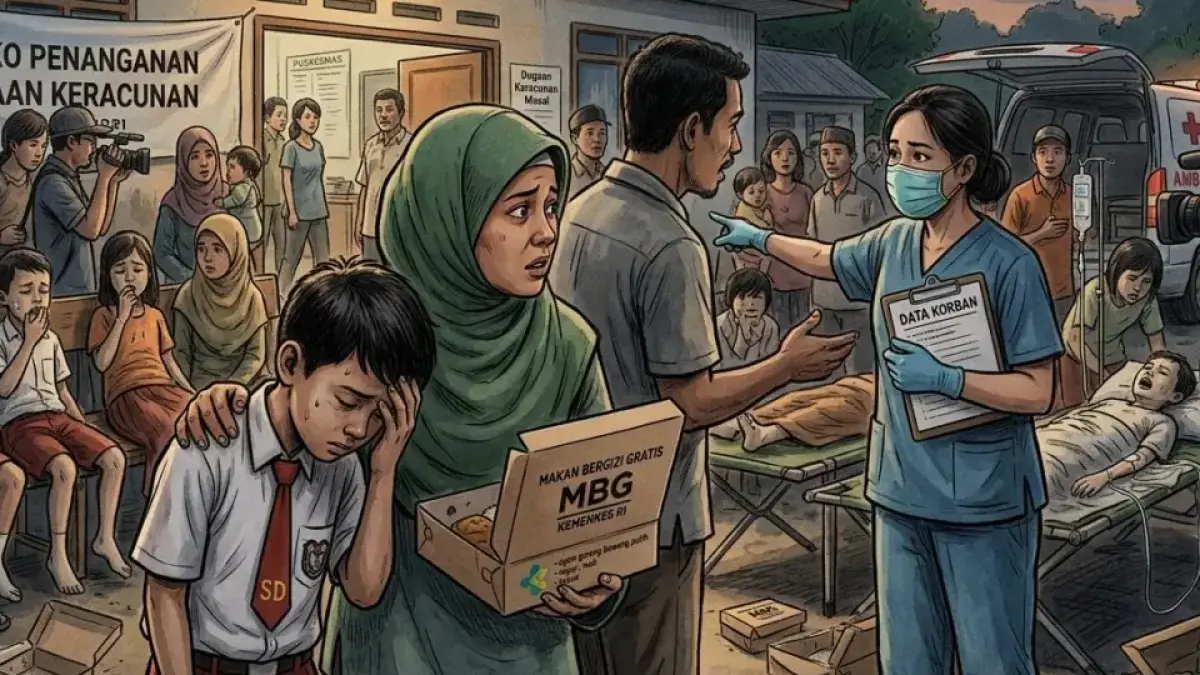 Ilustrasi keracunan MBG (AI)